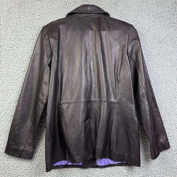 Vintage Mossimo 100% Leather Jacket Women’s M Black Blazer Goth Punk Emo - Picture 7 of 8